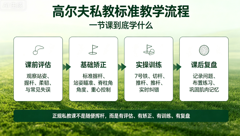 高尔夫私教完整教学流程｜一节课学什么？新手入门标准课程体系