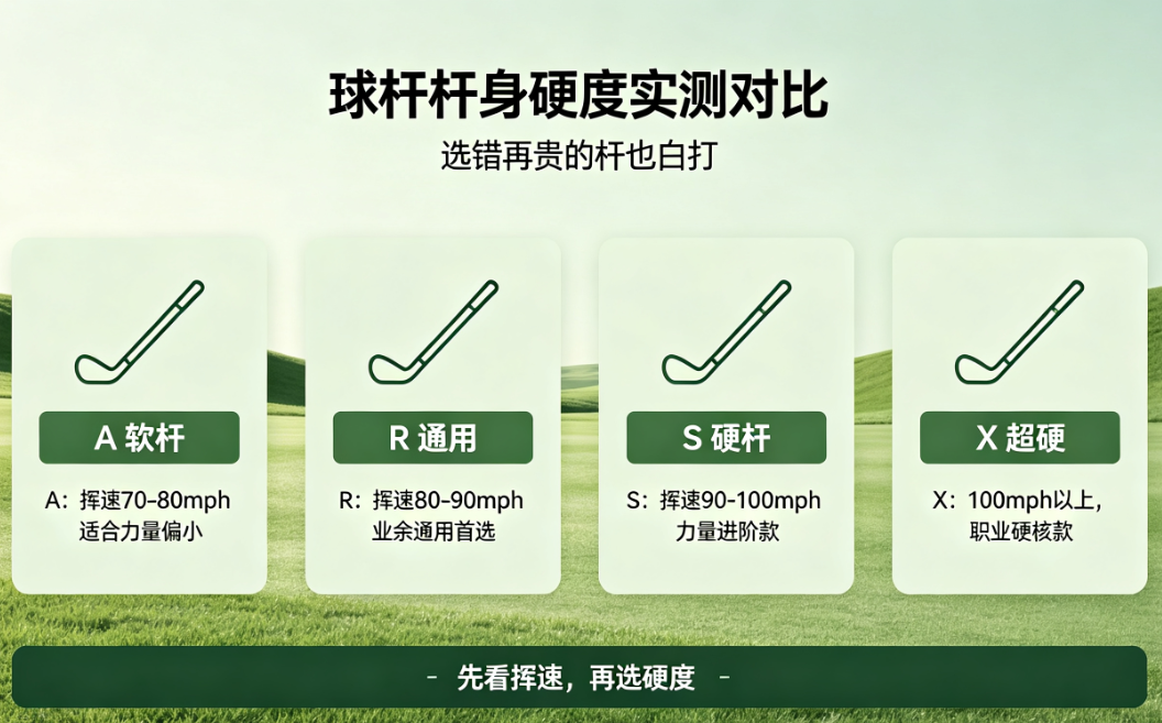 球杆硬度S/R/A/X怎么选?90%球友都选错的杆身硬度测评 球杆硬度S/R/A/X怎么选?90%球友都选错的杆身硬度测评